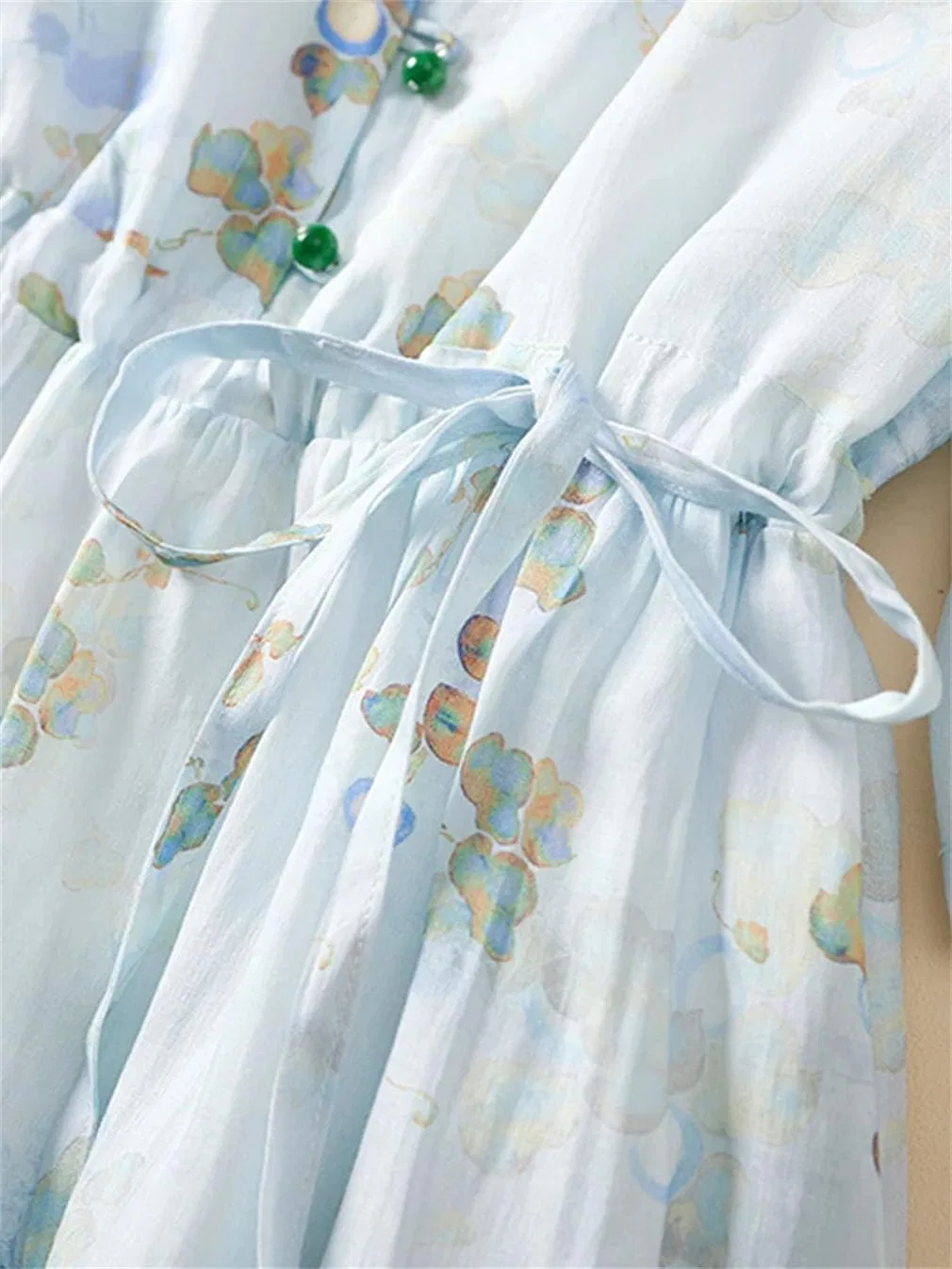 Женское платье миди с цветочным принтом A-line Bohemian, Light Blue — фото 3