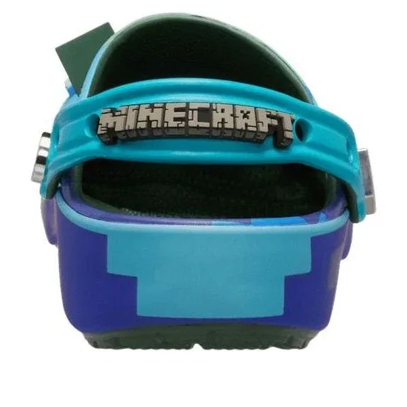 Детские сандалии с резиновым верхом Classic Clog Minecraft Chicken Jockey ‘Green Blue' Crocs, Green/Blue — фото 4