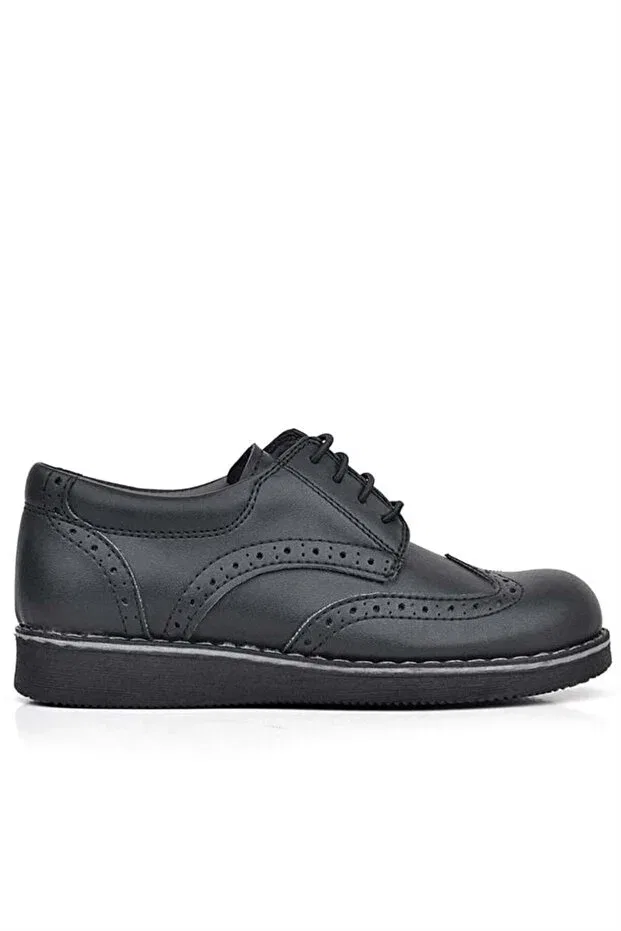 Детские ботинки для мальчиков классические Hidra black matte laced classic boys' shoes Rakerplus, Black — фото 3