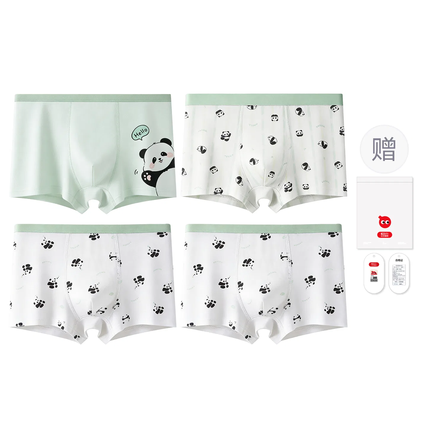 Детское белье хлопковое Red bean, Цвет: Light Green Panda