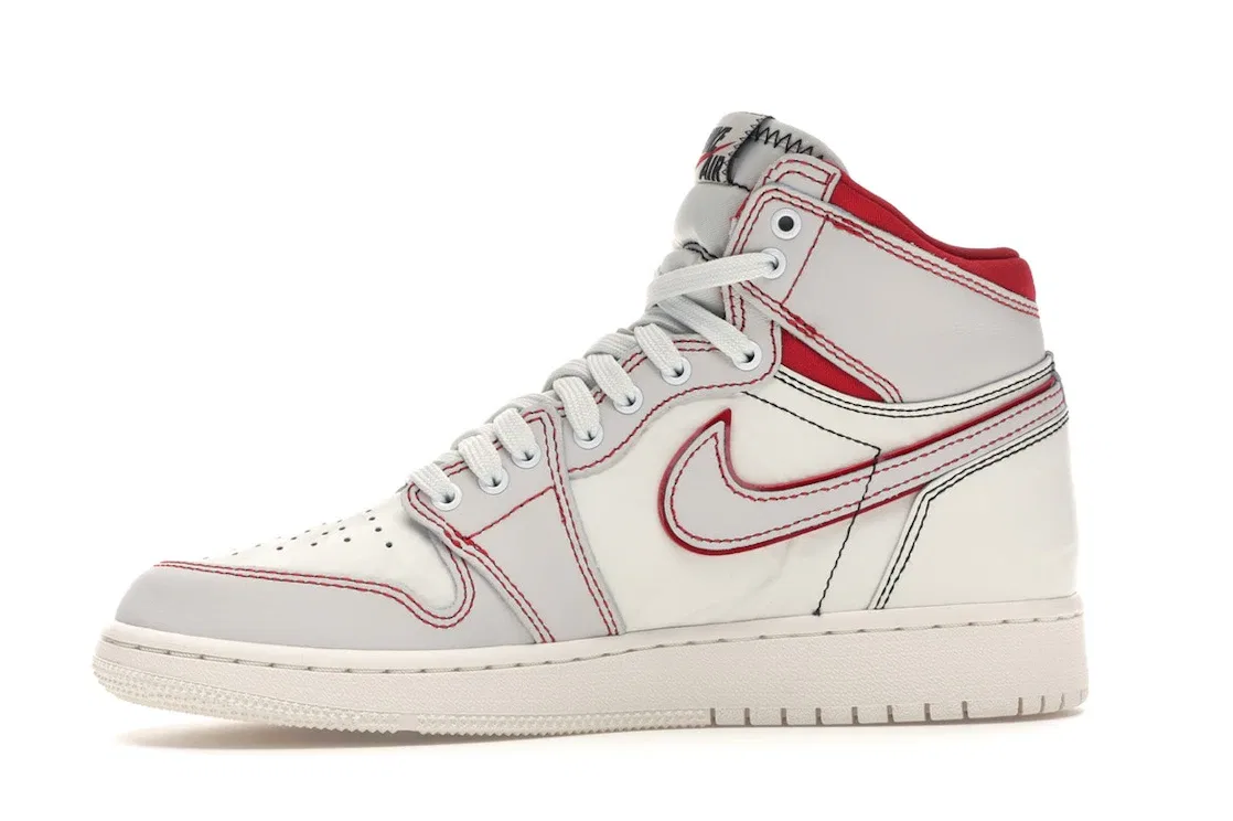 Детские кроссовки с кожаным верхом Jordan 1 Retro High, Sail/Black-Phantom-Gym Red-University Red — фото 3