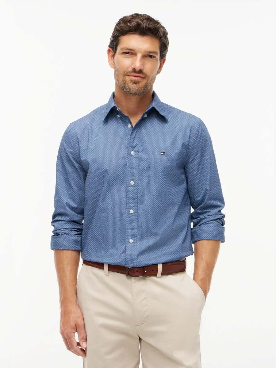 Рубашка на пуговицах TOMMY HILFIGER Regular fit, модель 'FLEX', светло-голубой и темно-голубой цвета — фото 2