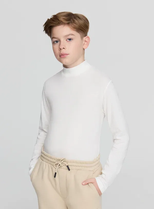 Детский лонгслив из хлопка Long Sleeved Top Terranova 2x black, 1x white, белый — фото 2