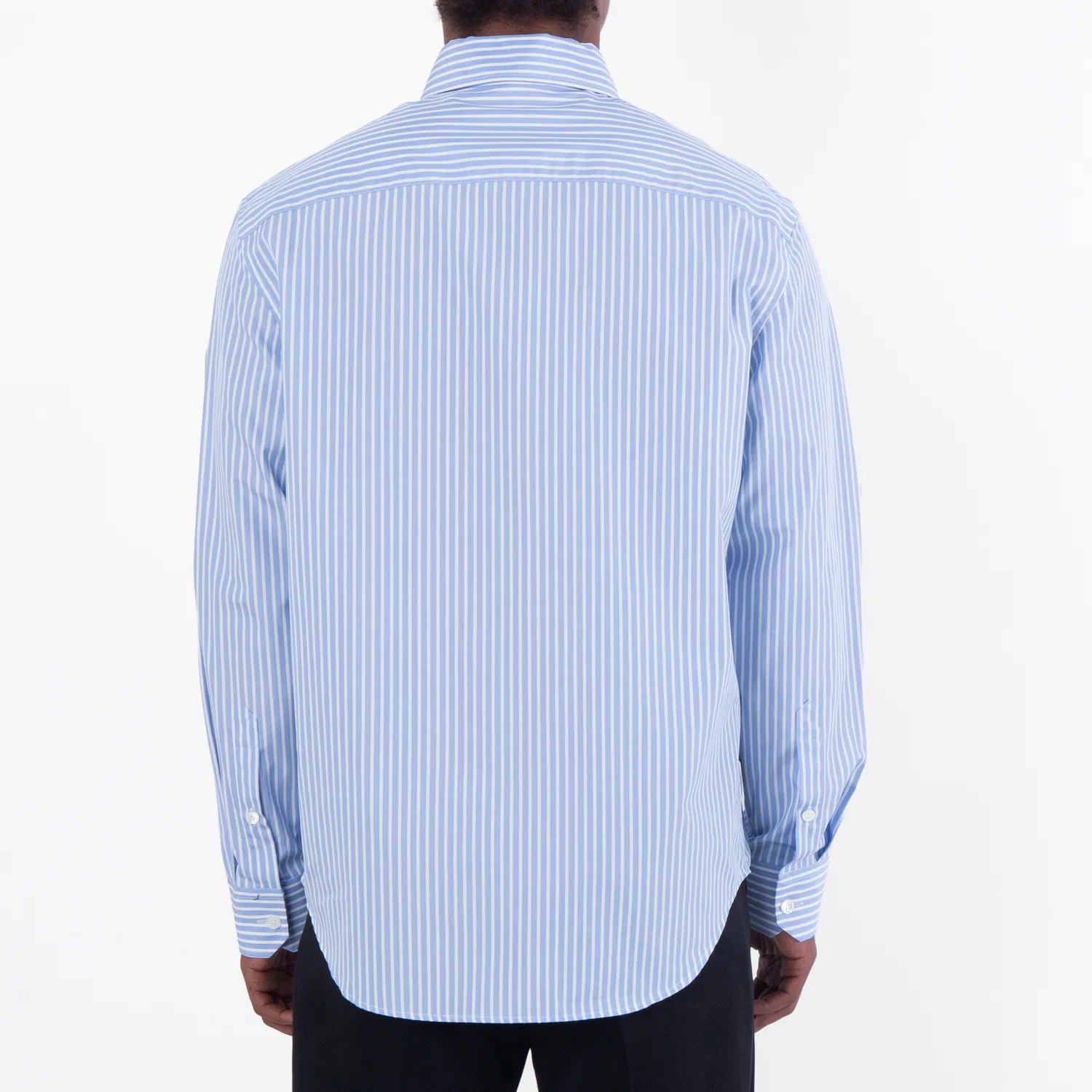 Рубашка с длинным рукавом Medusa Striped Long-Sleeve Shirt Versace, White/Light Blue — фото 3