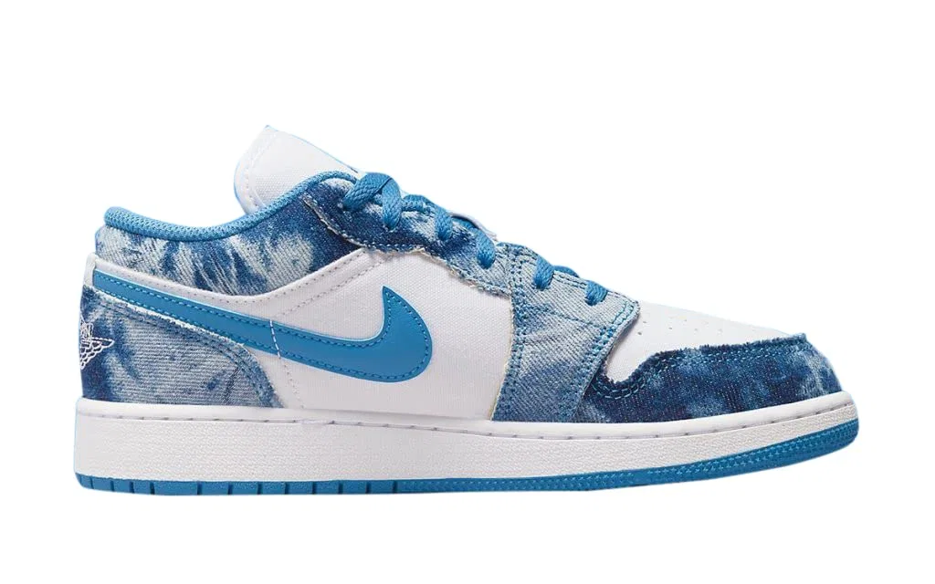 Детские кроссовки для мальчиков с принтом Air Jordan 1 Low NIKE, White Dutch Blue White — фото 2