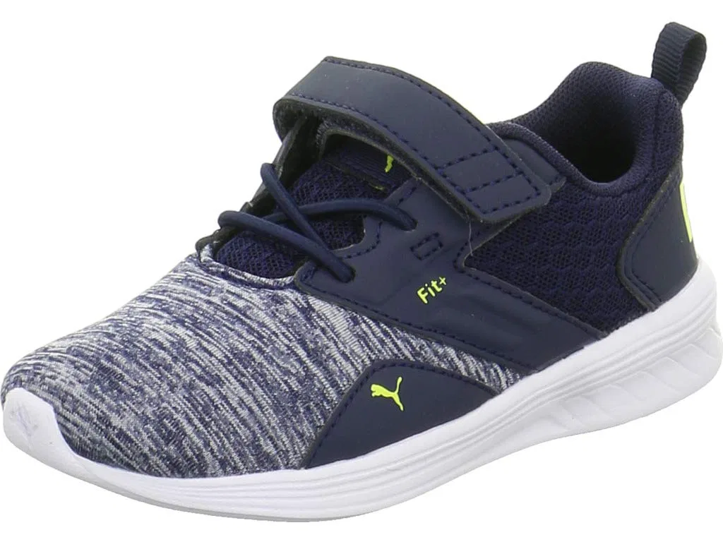 Детские кроссовки с липучками Comet V Inf PUMA, Blue Peacoat Blazing Yellow