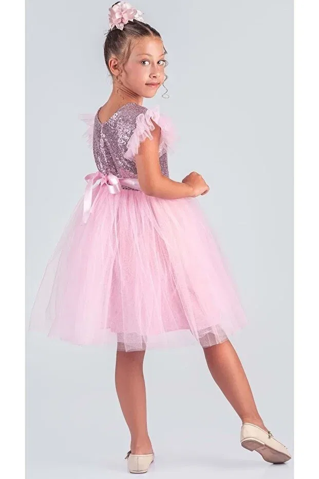 Детское платье для девочек из тюля Mnk Baby&Kids Dark Pink — фото 4