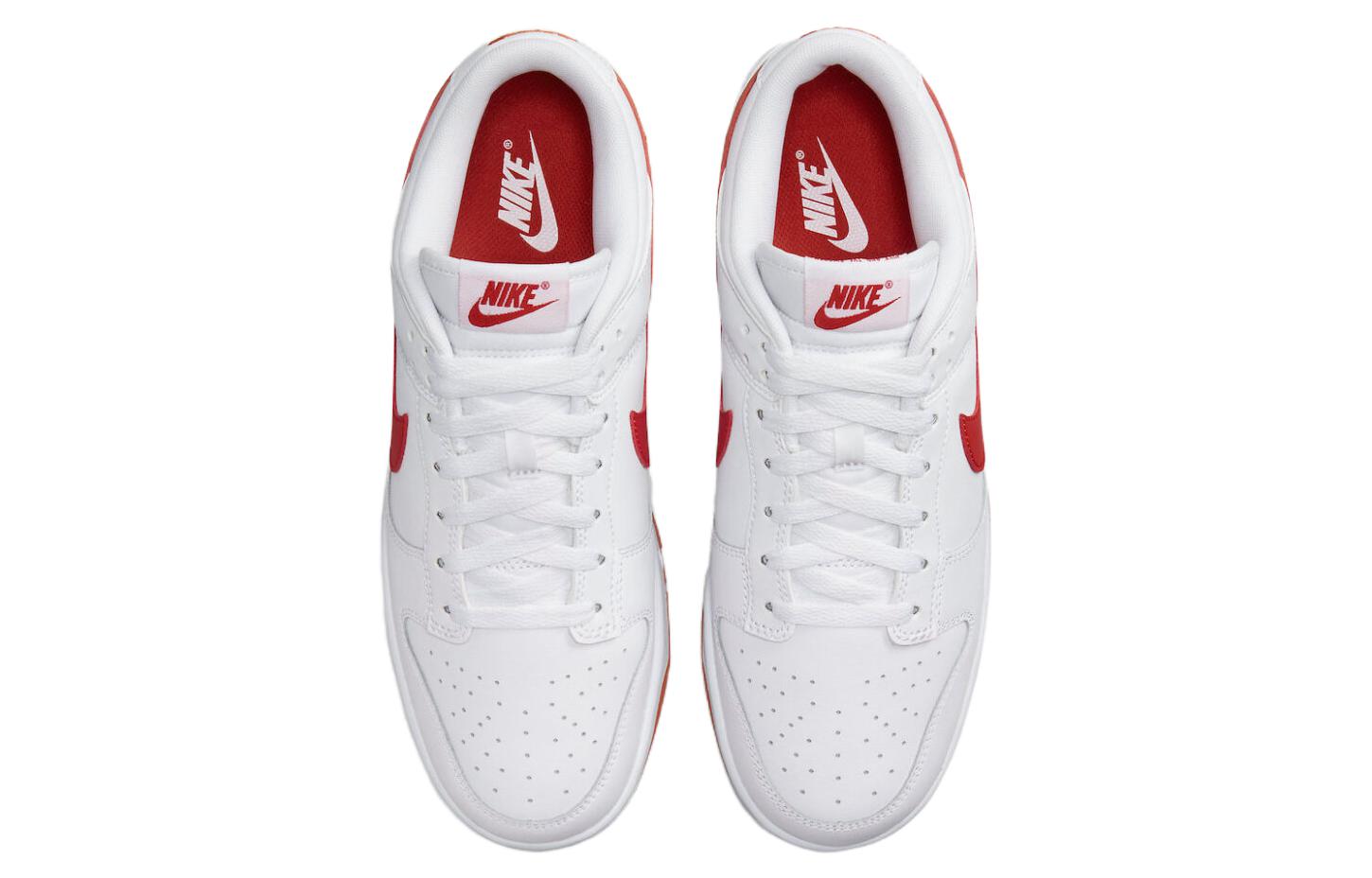 Кроссовки Nike Dunk Low Retro, белый/красный — фото 4