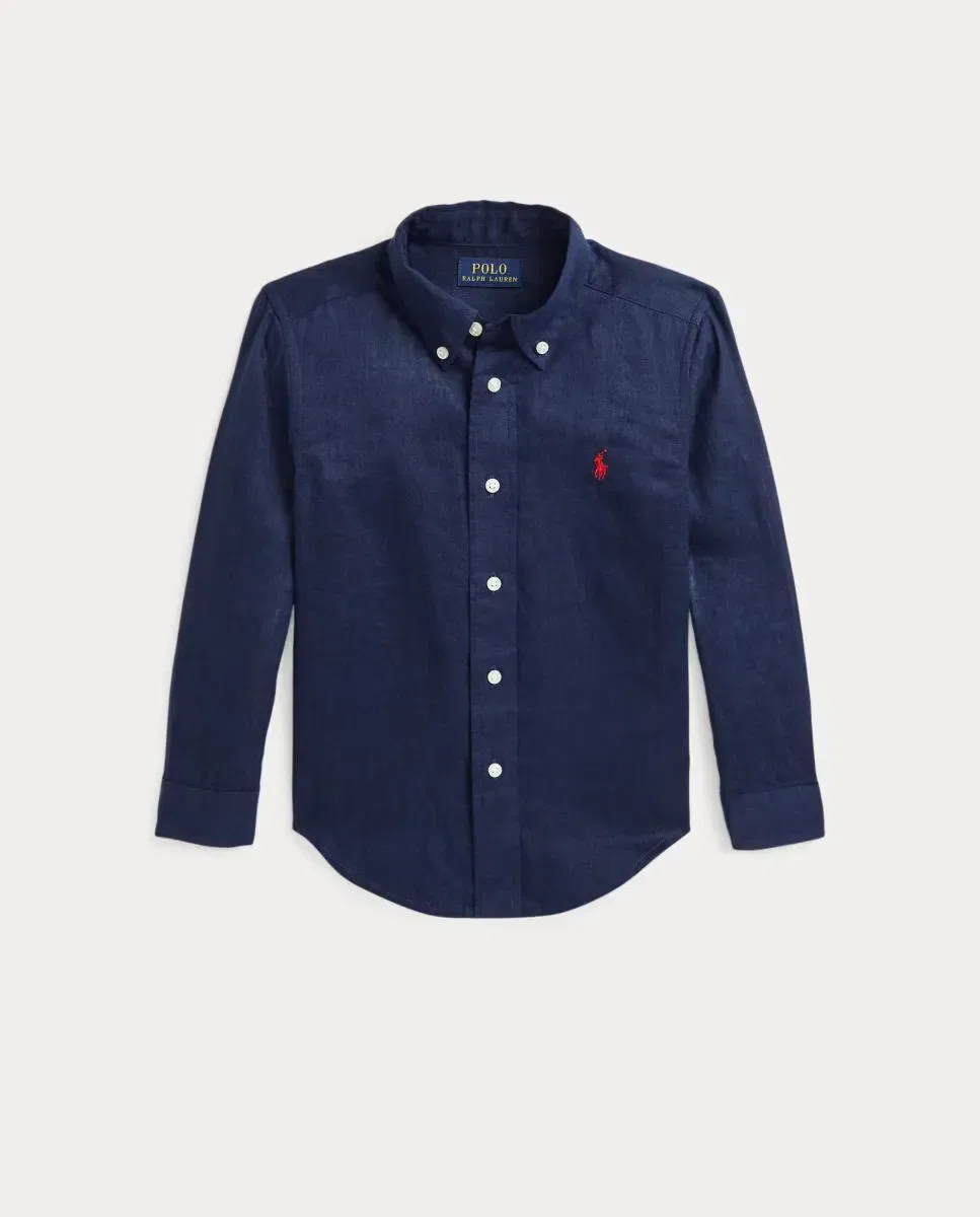 Детская рубашка для мальчиков льняная Polo Ralph Lauren, Azul Marino — фото 4
