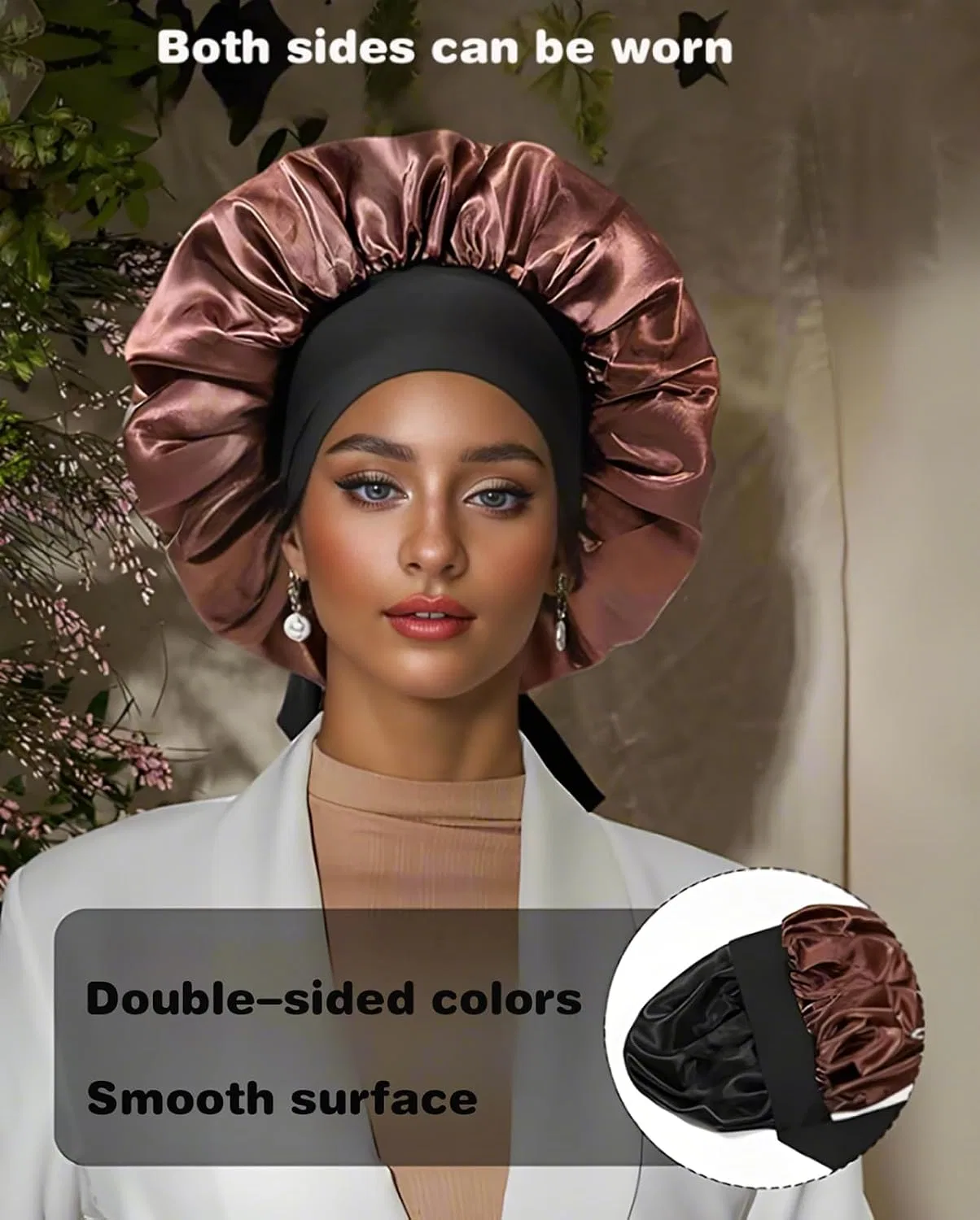 Шапочка для душа Silk Double Layer with Elastic Band, DLSZKJ, Black / Brown — фото 3