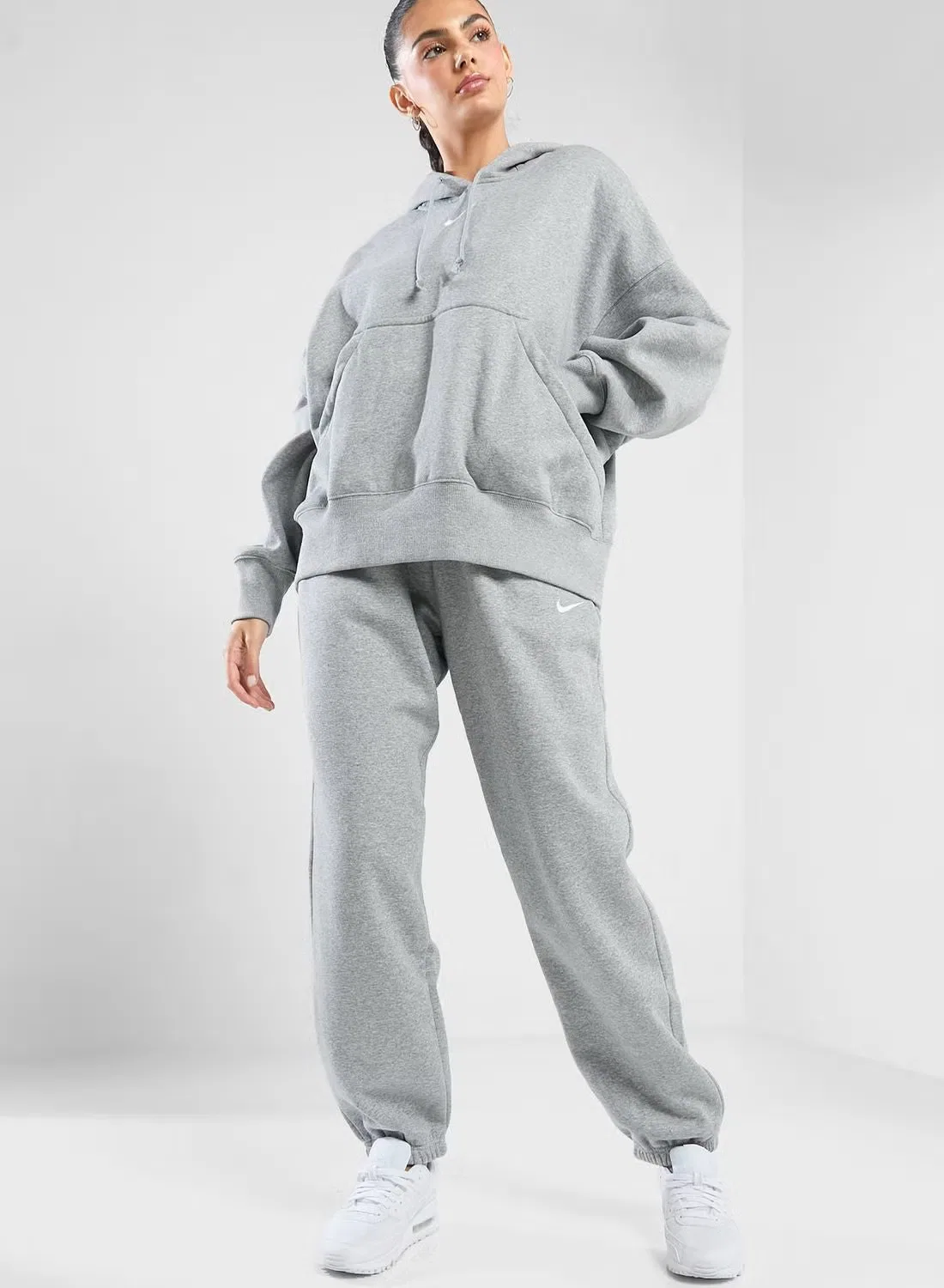Худи на молнии с оверсайз-деталями Nsw Phoenix Fleece Nike, серый — фото 4