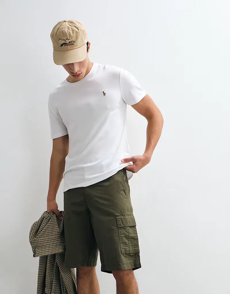 Футболка Polo Ralph Lauren Icon Logo с коротким рукавом, облегающего кроя, из пима-кожи, белый — фото 2