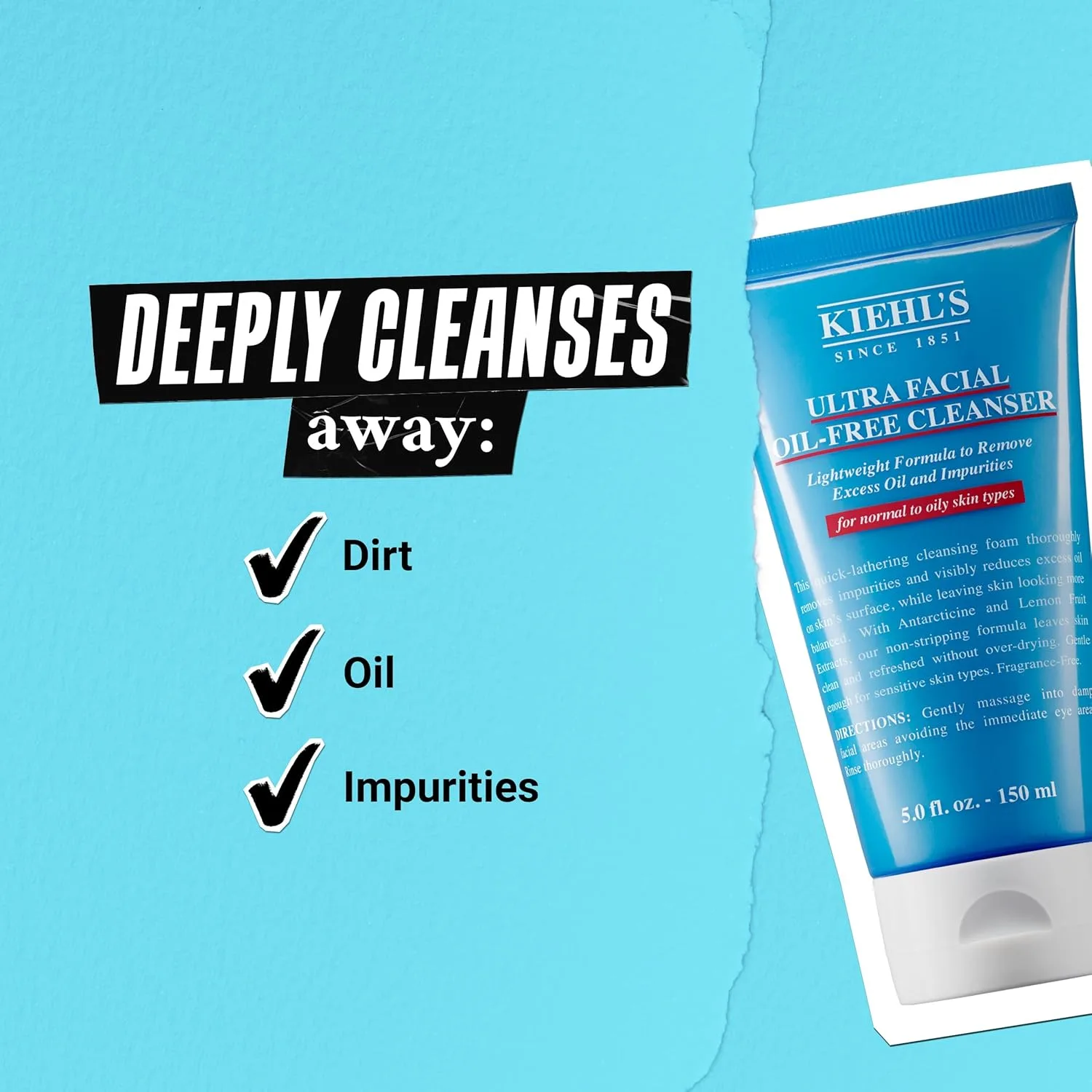 Крем для лица Kiehl's — Ultra Facial Oil-Free Cleanser, пенящееся средство для умывания для жирной и нормальной, 150 мл — фото 4