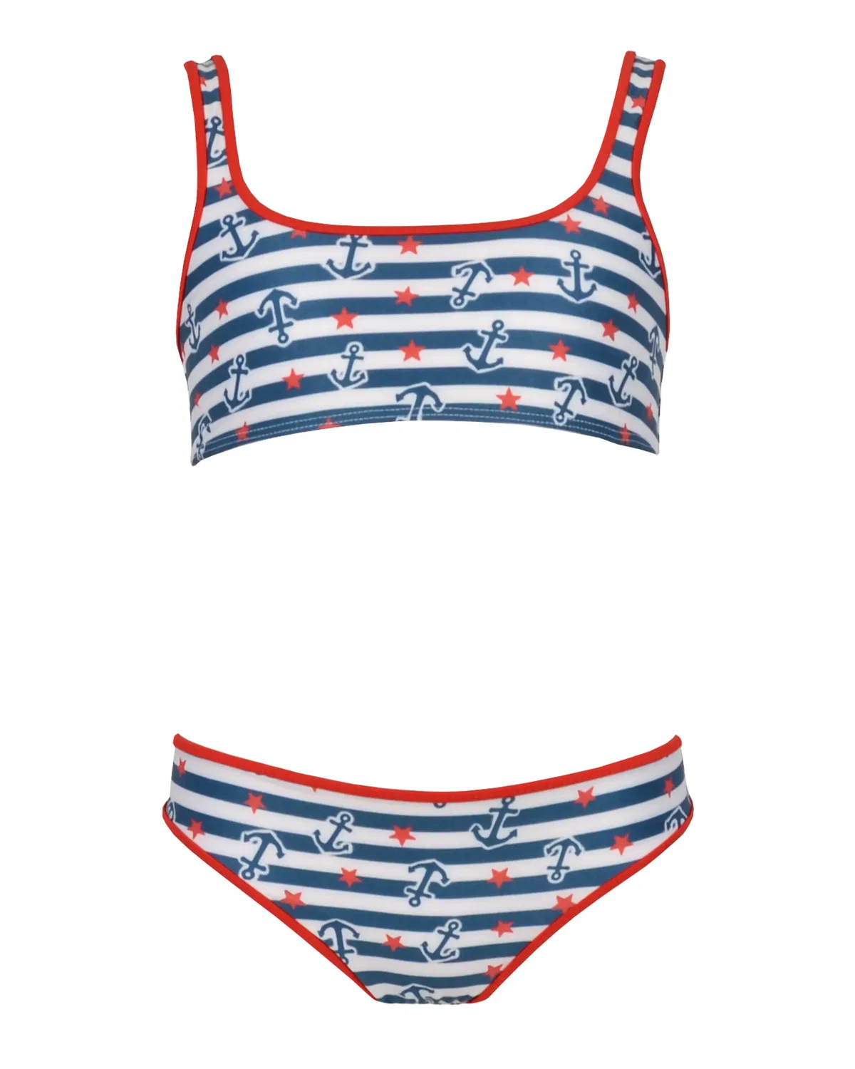 Детский бикини для девочек с принтом Sailor Red Point, Azul / Blanco — фото 4