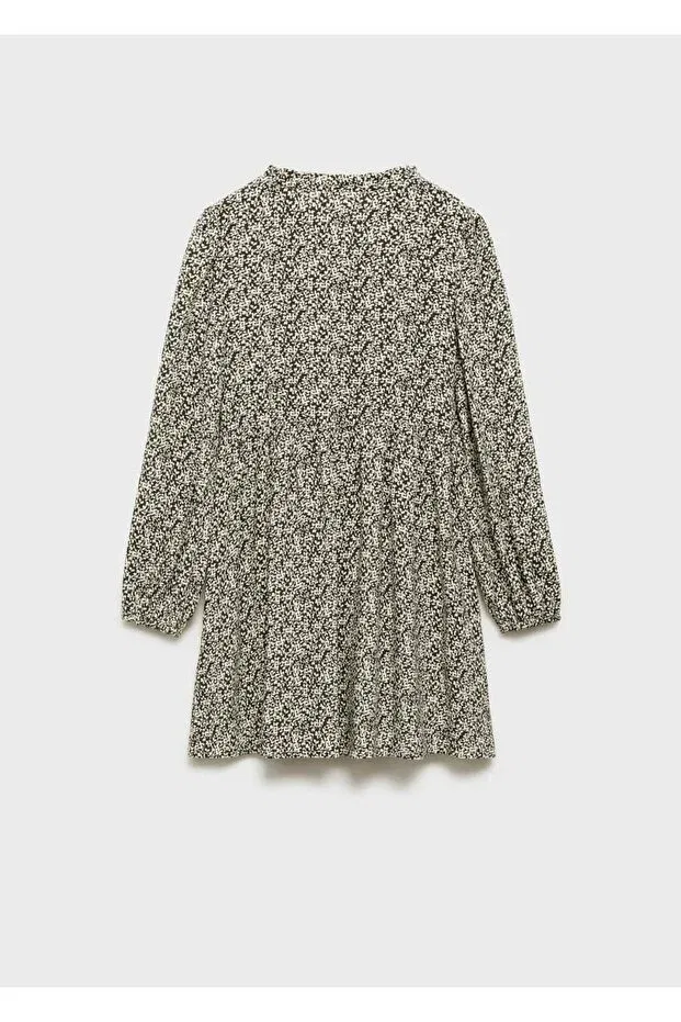 Детское платье для девочек с принтом Mango Kids, Khaki Color — фото 4