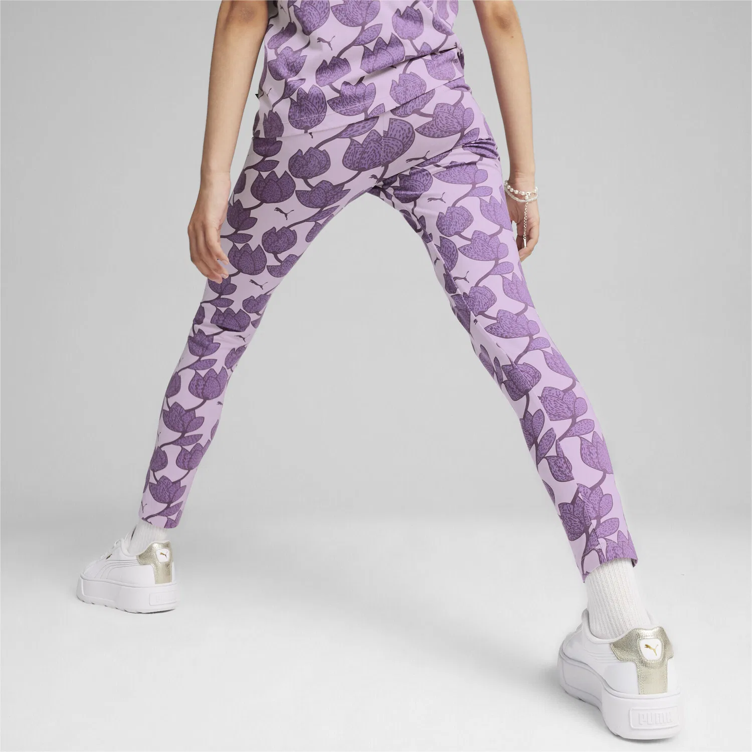 Детские леггинсы с цветочным принтом ESS+ BLOSSOM Puma, Grape Mist Purple — фото 3