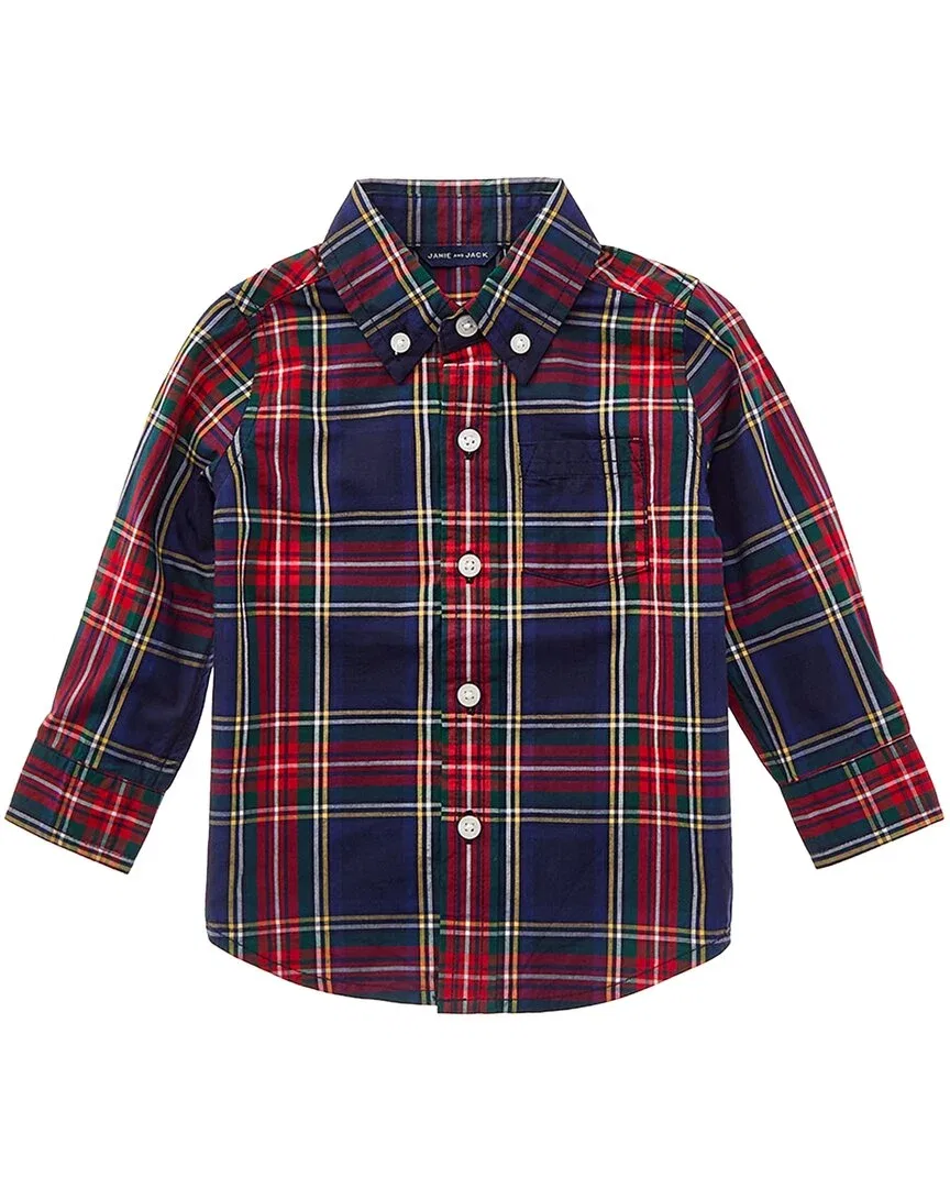 Детская рубашка с принтом Tartan Poplin Janie and Jack, мультиколор