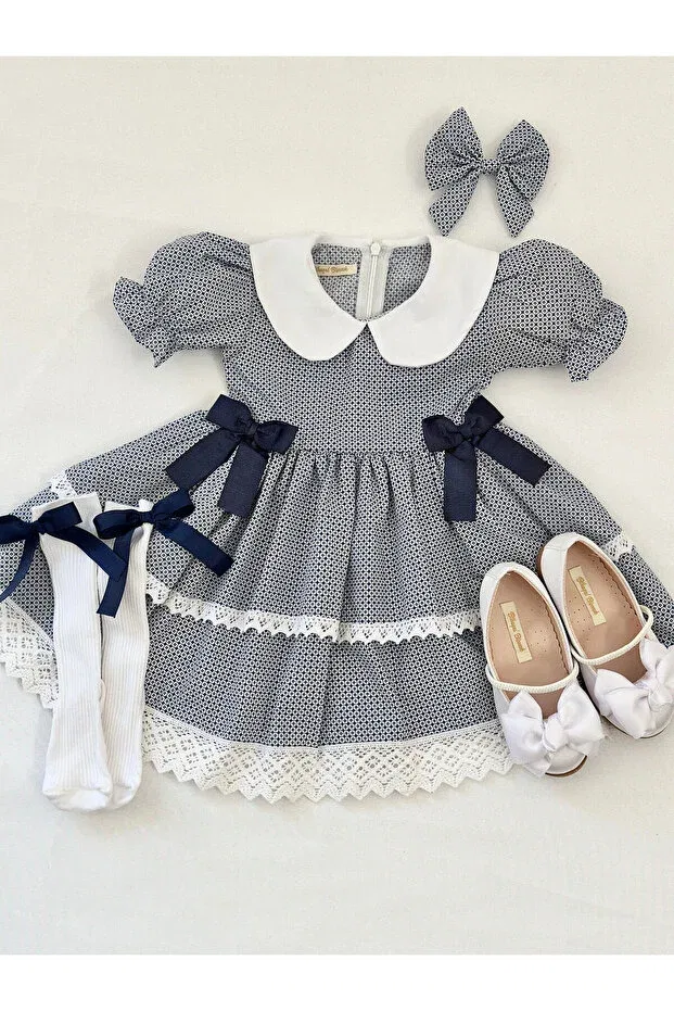 Детское платье для девочек кружевное Merisa Bihayalbiçocuk, Navy Blue