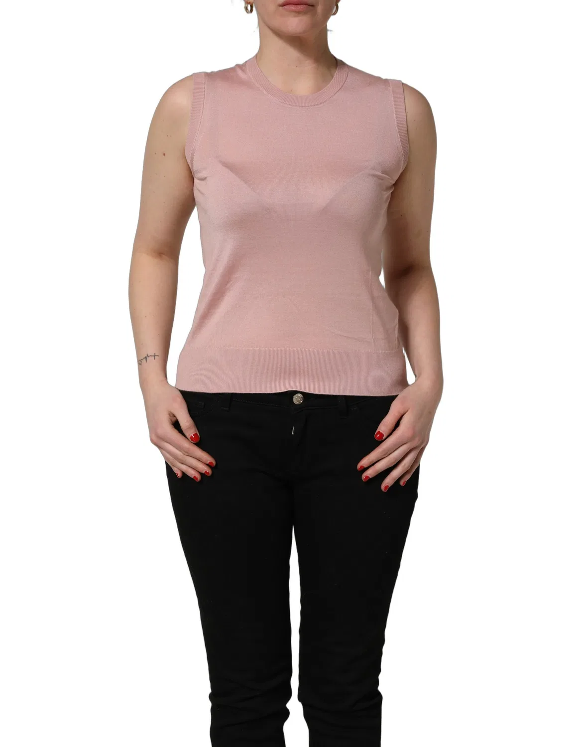 Женский вязаный топ без рукавов Sleeveless Crew Neck Dolce & Gabbana, Pink — фото 4