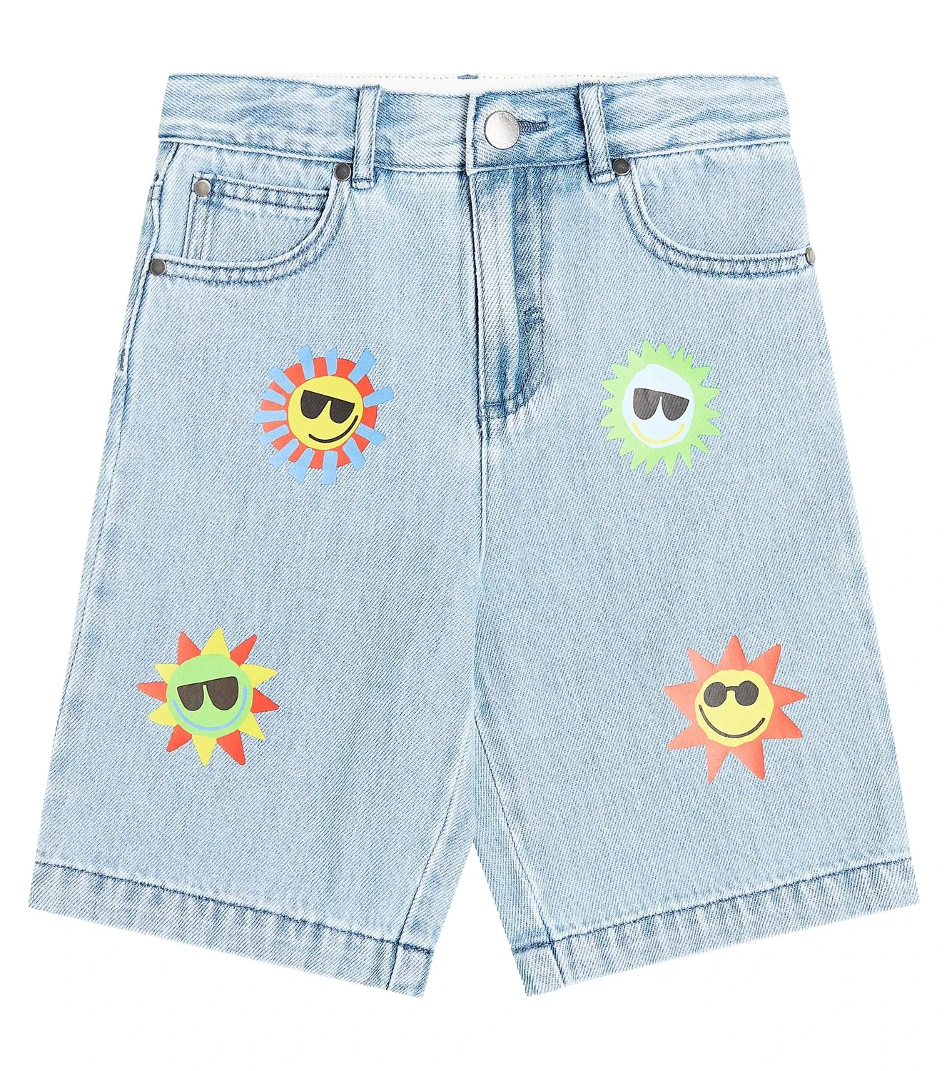 Джинсовые шорты с вышивкой Stella Mccartney Kids, черный