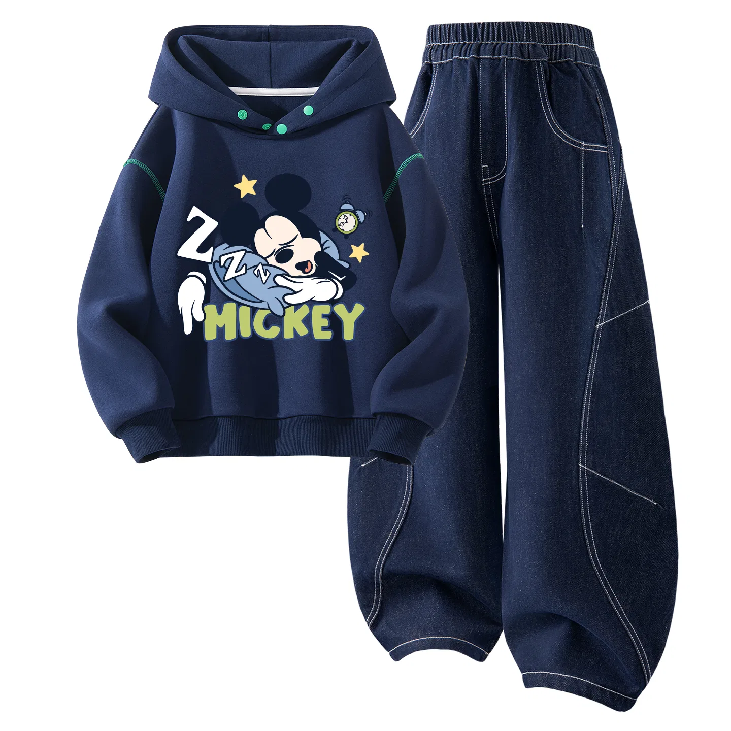 Детский спортивный комплект для мальчиков с капюшоном, деним, Dark Blue, Disney