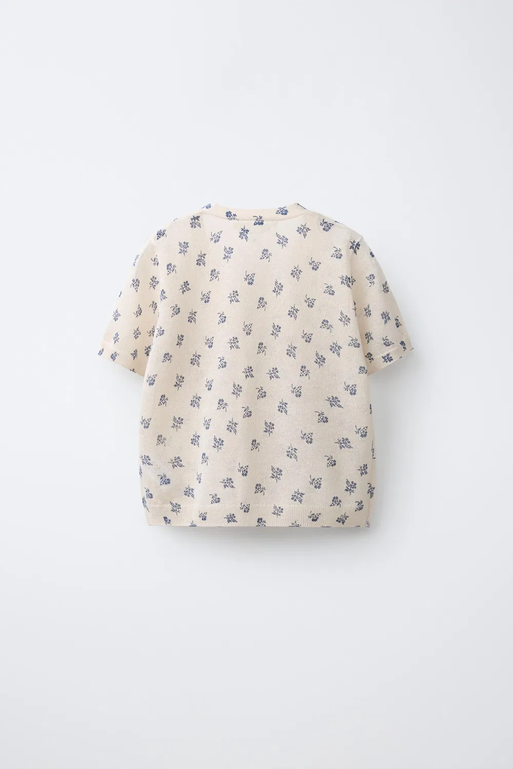 Вязаный топ с цветочным принтом ZARA, Oyster-White — фото 2