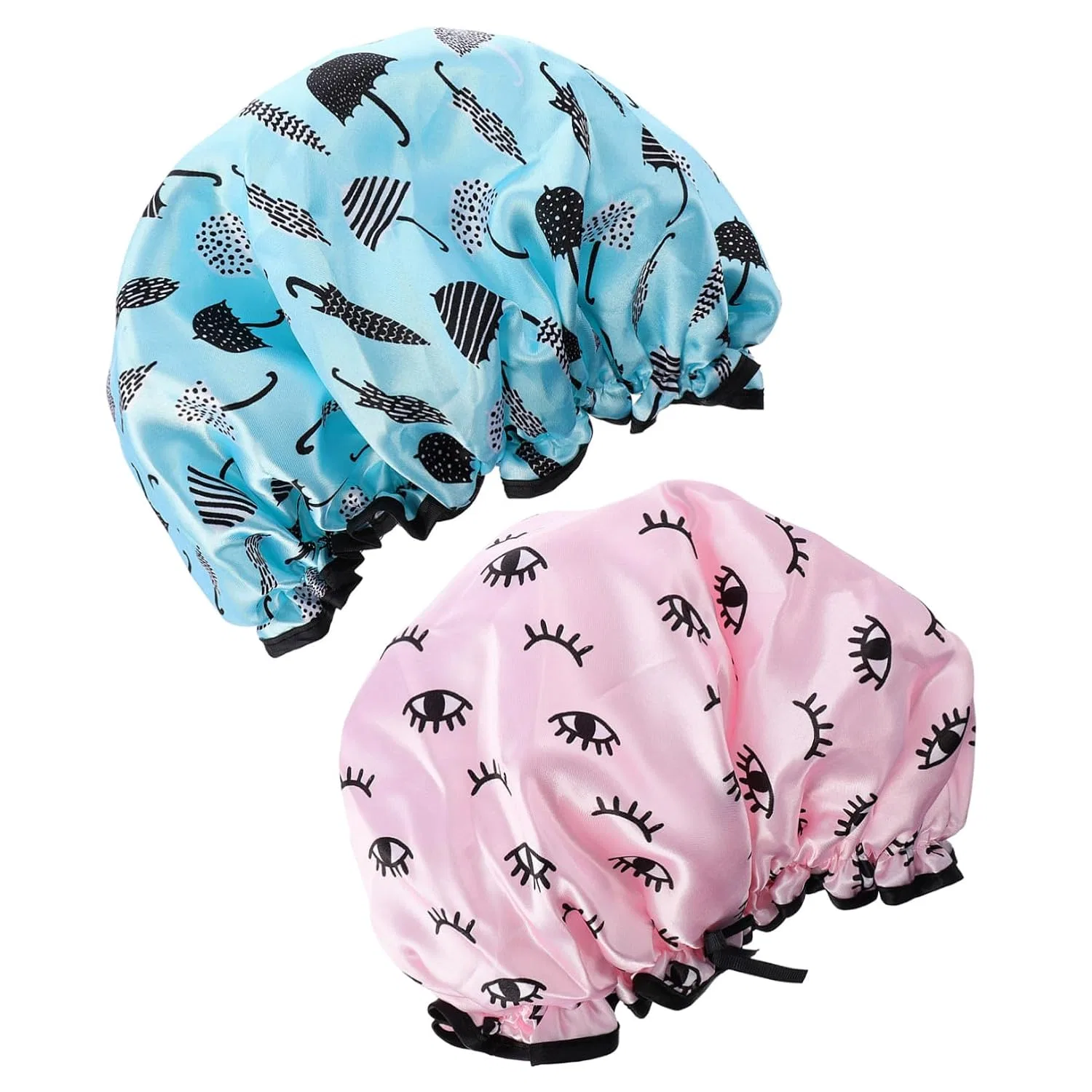 Шапочка для душаs 2-Pack PVC Elastic Anneome, 30x28 cm, Pink, Sky Blue — фото 3