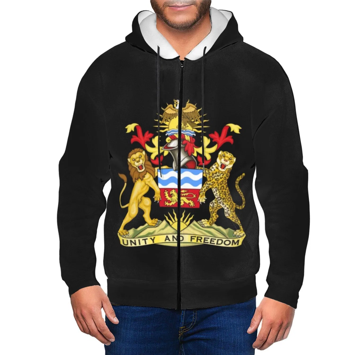 Мужская худи с капюшоном на молнии с эмблемой Malawi Republic, Classic UK Style, As Shown