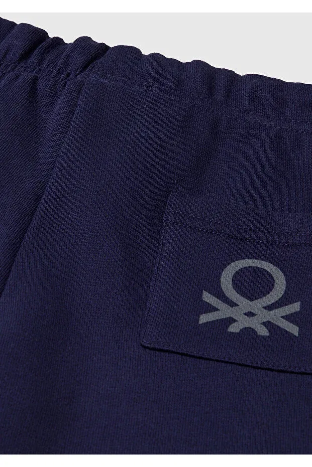 Детские шорты для мальчиков хлопковые Benetton Logo Bermuda Sweat Shorts United Colors Of Benetton, Navy Blue — фото 3