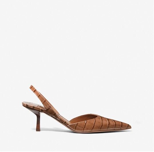 

Туфли-лодочки с тиснением под крокодила Michael Kors Holly Crocodile Embossed Leather, коричневый
