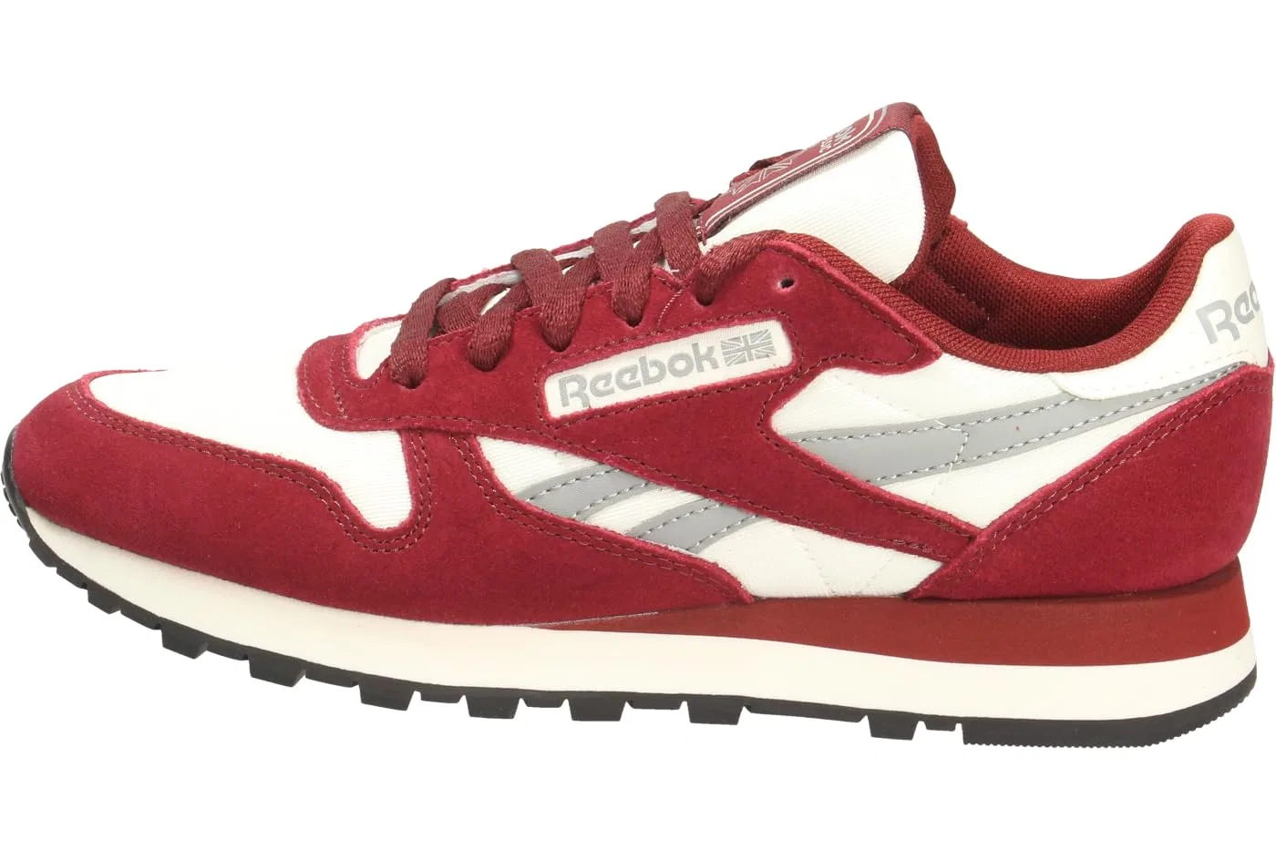 Детские кроссовки для девочек Classic Leather Reebok, Rich Maroon Chalk Grey 3 — фото 2
