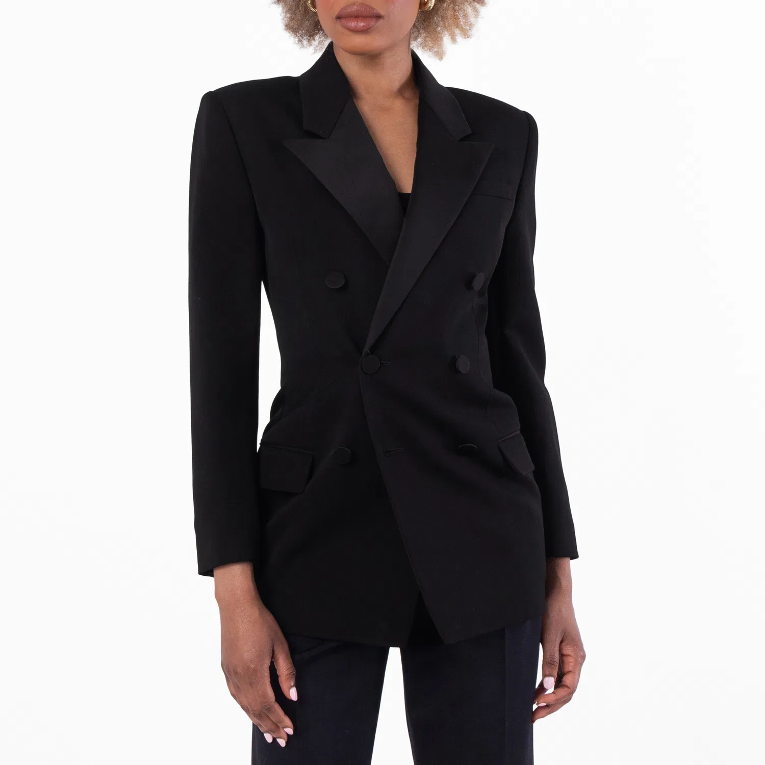 Жакет смокинг из габардина Grain De Poudre Tuxedo Jacket Saint Laurent, Black