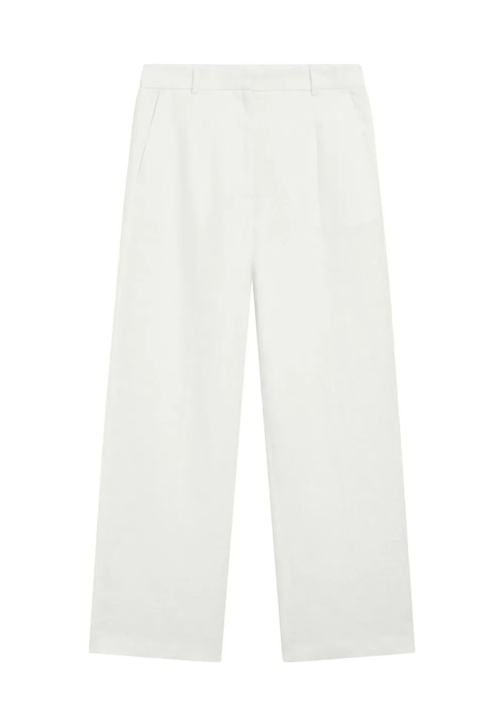 Брюки из 100% льна с вытачками Massimo Dutti, White — фото 3