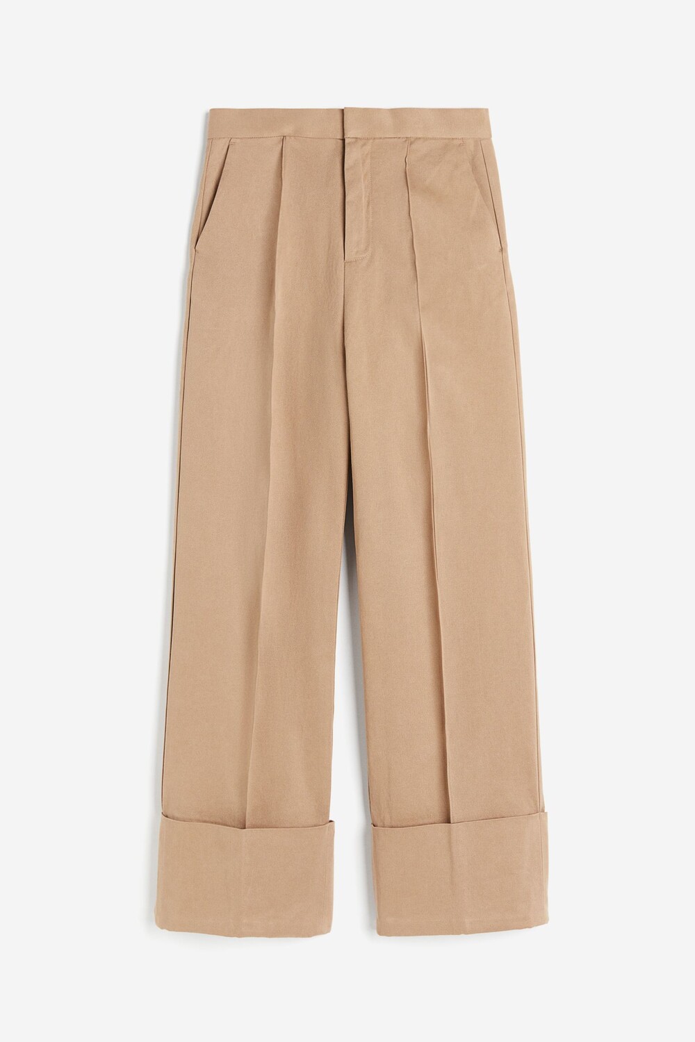 

Брюки H&M Twill With Creases, бежевый