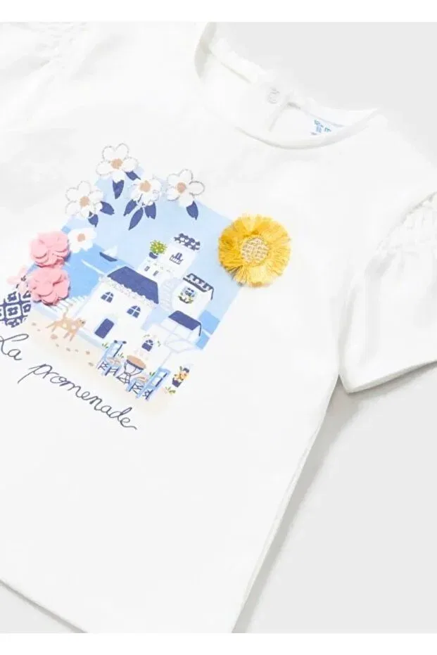 Детская футболка для девочек хлопковая 1011 Mayoral, White — фото 3