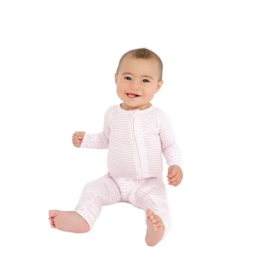 Детский слип из бамбука с длинным рукавом, модель Ballet Stripe Motette, Pink And White Stripes — фото 2