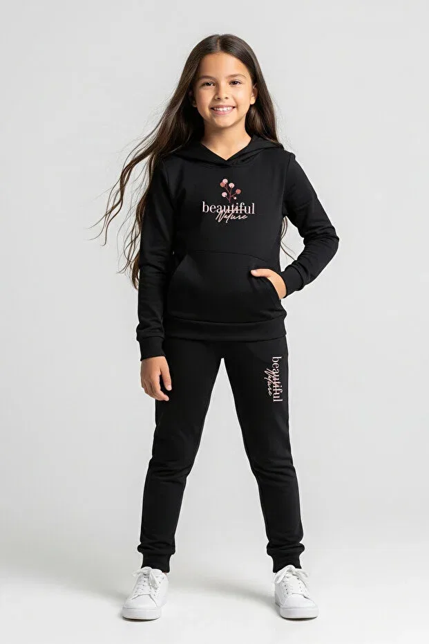 Детский спортивный костюм для девочек с принтом Panios Kids, Black