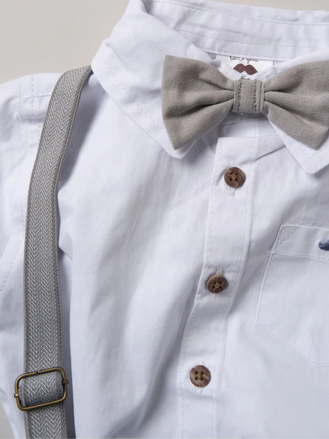 Комплект одежды, рубашка с шортами на подтяжках Little Gent, синий — фото 3