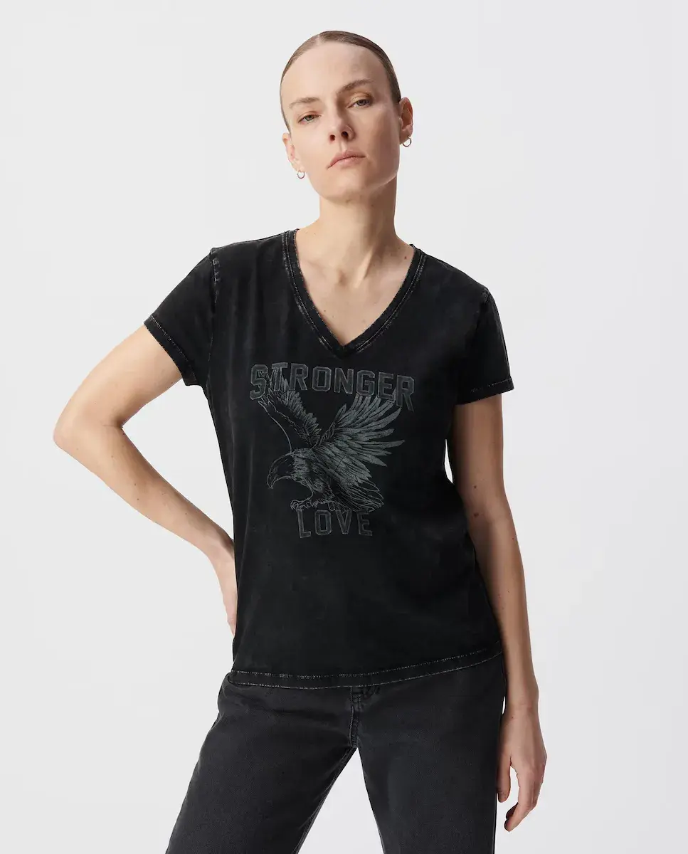 

Женская футболка с коротким рукавом и V-образным вырезом IKKS, темно-серый