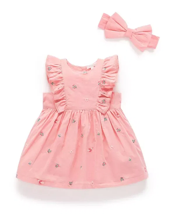 Детское платье для девочек без рукавов Purebaby, Swallow Broderie