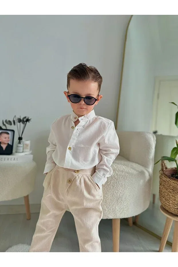 Детская рубашка для мальчиков с длинным рукавом Favorimkids, White — фото 2