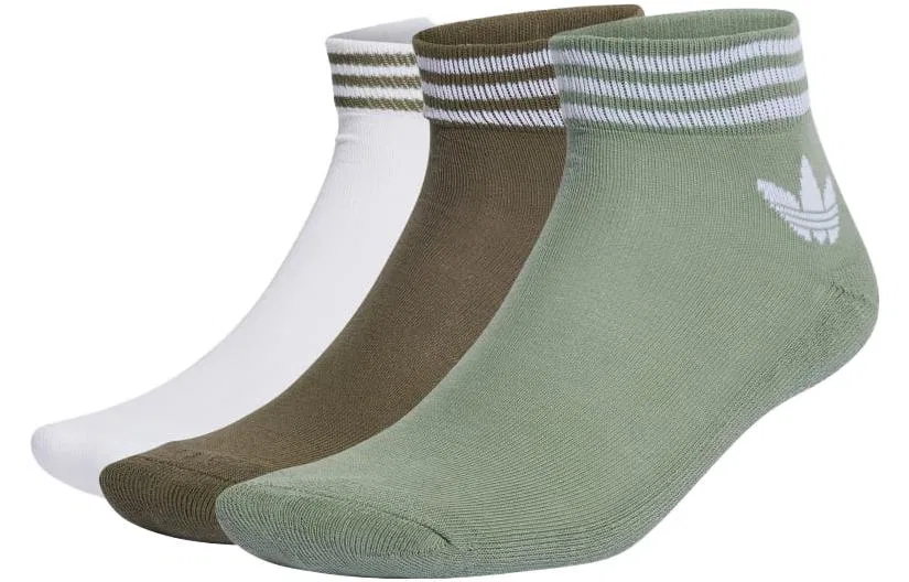 Мужские носки-невидимки с логотипом, комплект из 3 пар, Adidas Originals, White Olive Green