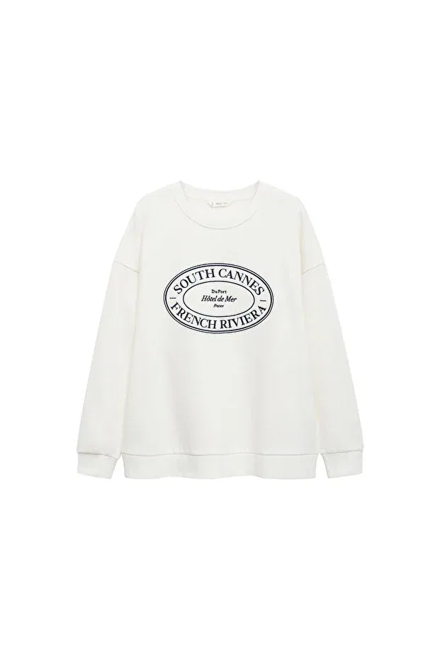 Детское худи для девочек с принтом Off-White girl's sweatshirt Mango, Off White — фото 2