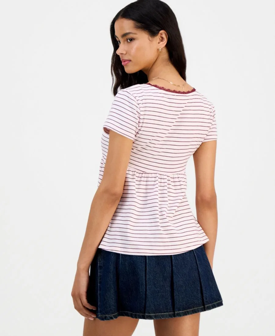 Топ-бэбидолл с запахом, с цветочным принтом Hippie Rose, Pink/Burgundy Stripe — фото 2