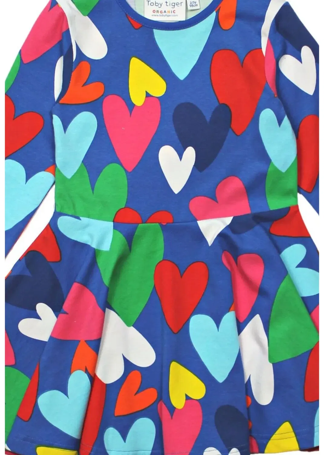 Детское платье-трапеция с длинным рукавом Heart Print Toby Tiger, Multi — фото 2
