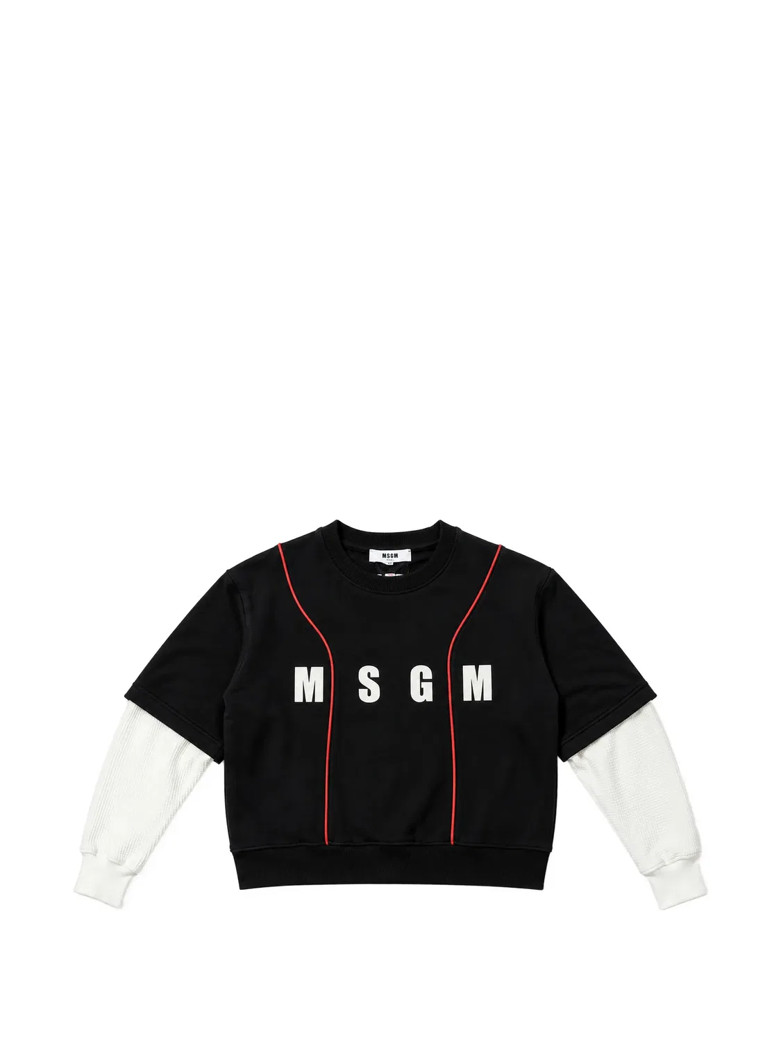 Толстовка с многослойными рукавами и логотипом Msgm Kids, черный