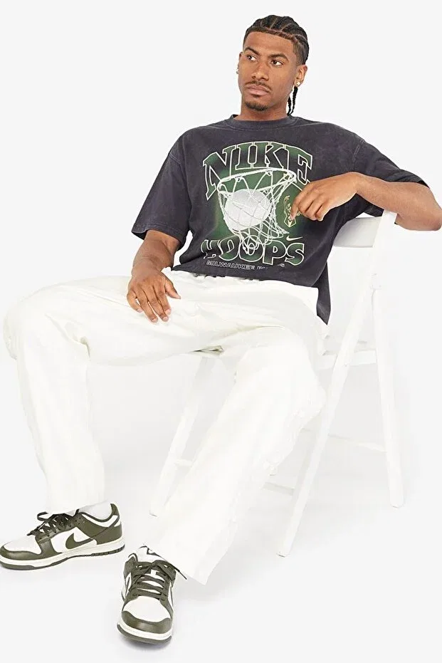 Мужская футболка хлопковая Nike Jordan NBA Milwaukee Bucks Max90, Black — фото 3