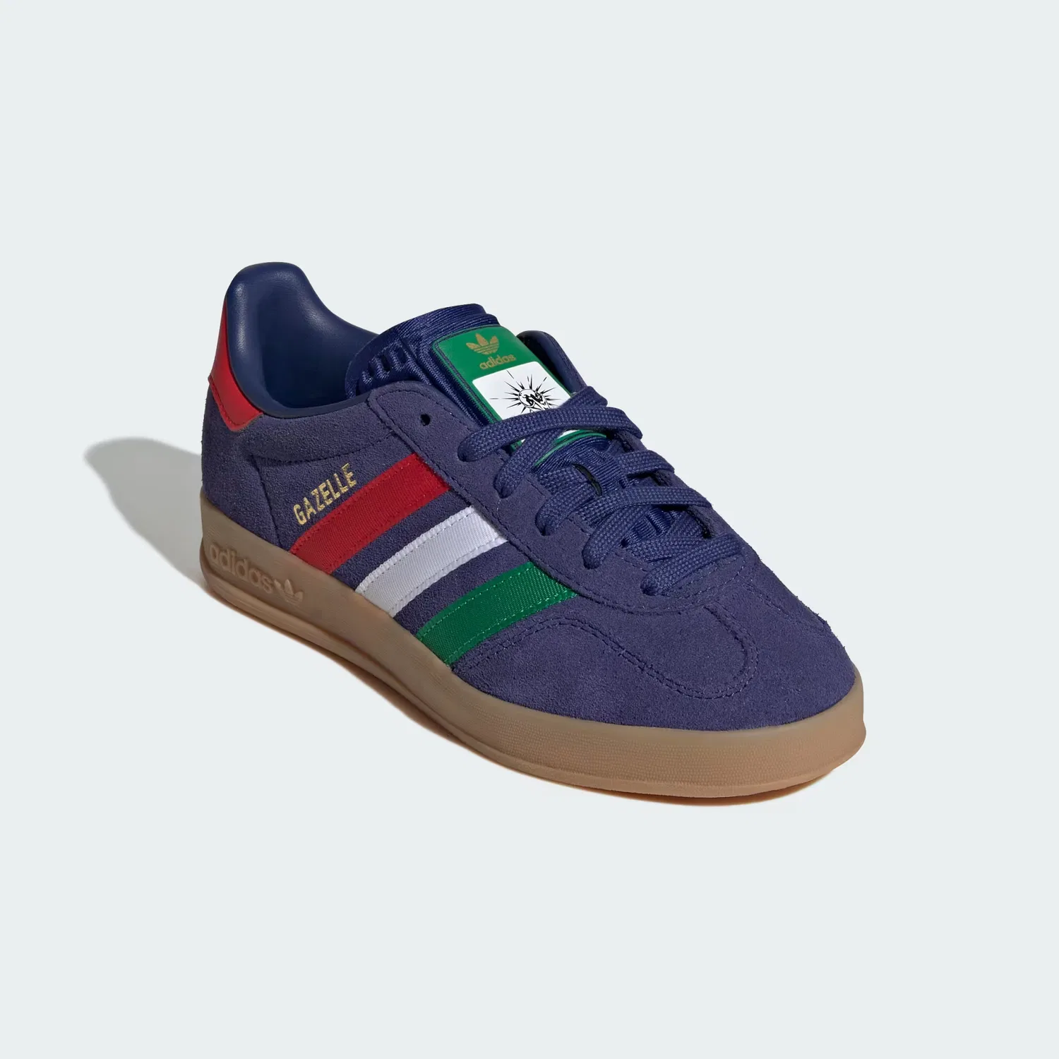 Детские кроссовки с полупрозрачной каучуковой подошвой Gazelle Indoor Adidas Originals, темно-синий/зеленый/алый — фото 4