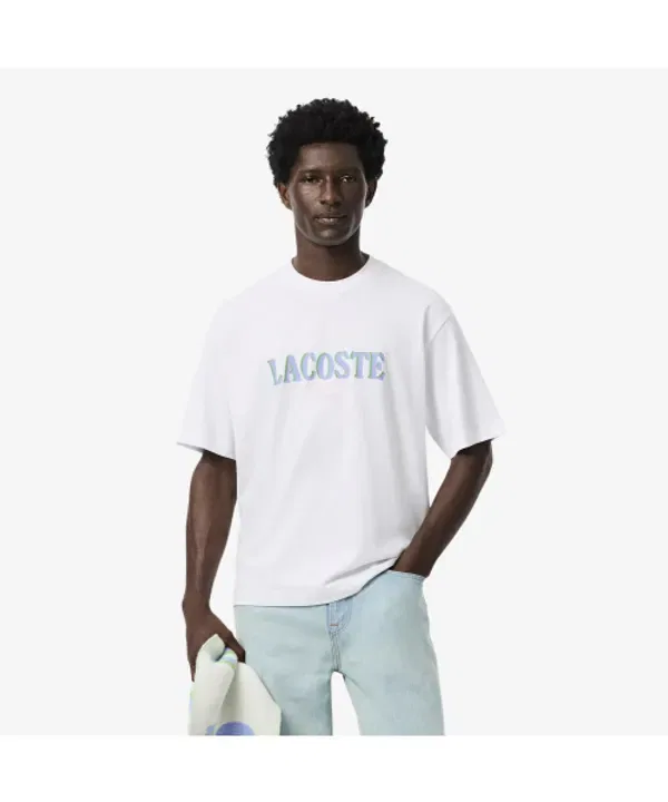 Футболка с принтом Holiday Lettering, свободный крой, Lacoste, не указан