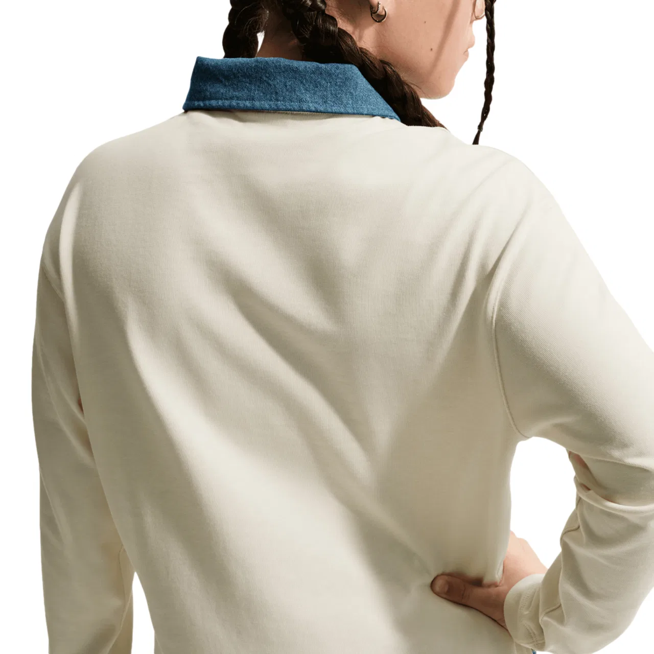 Лонгслив для девочек NSW Pullover Nike, бежевый/синий — фото 2